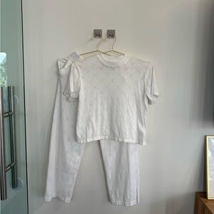 White EllandEmm POINTELLE Two-Piece Set